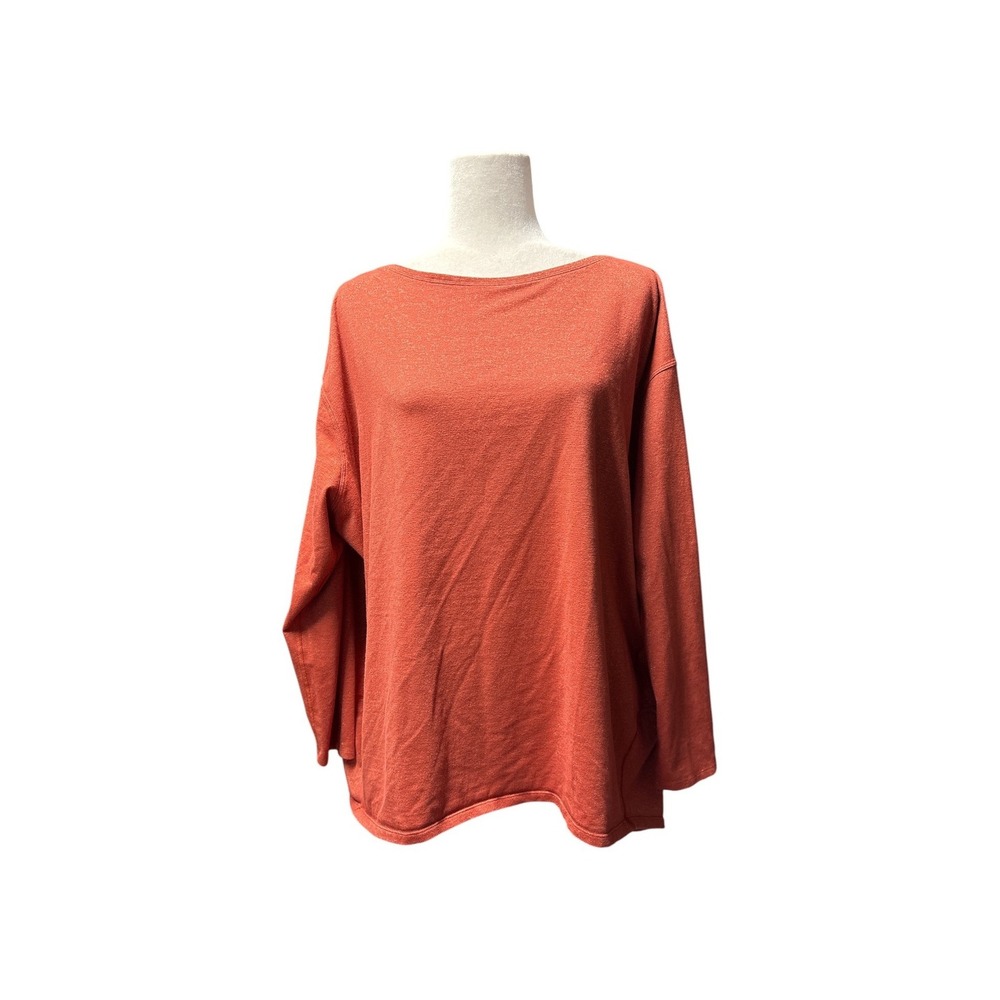 Lululemon Womens Long Sleeve Boat Neck Relaxed Fit Top Burnt Orange Rust PTP 28"